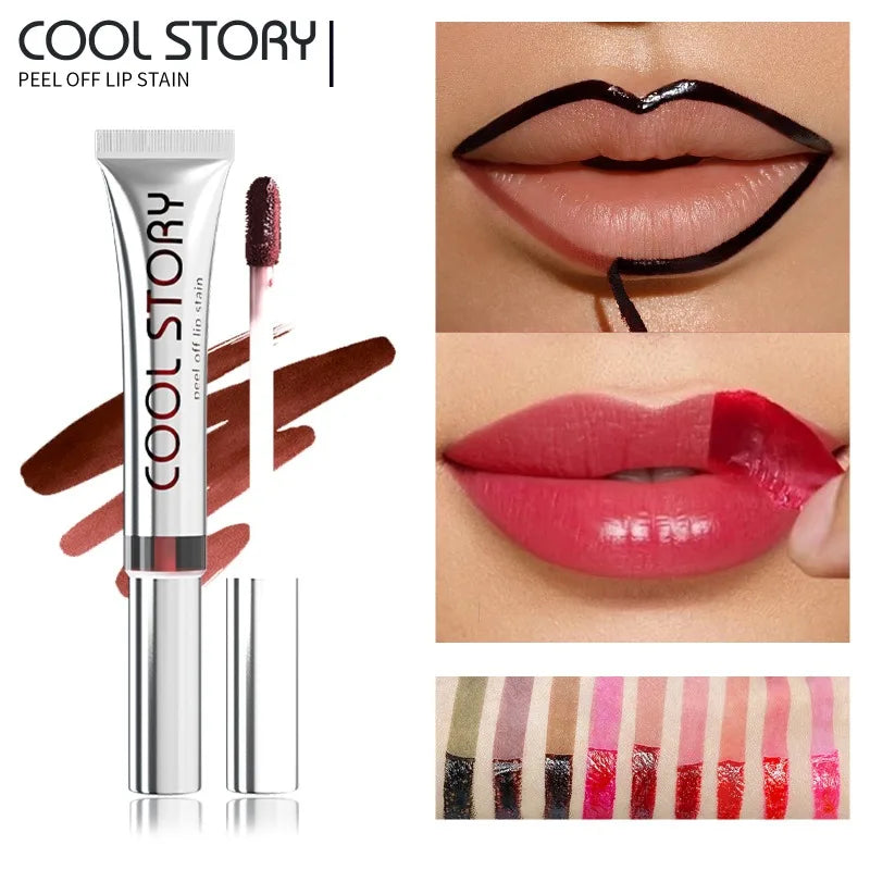 2 in 1 Lip Stain & Lipliner Matte Peel Off Lip Glaze Lipstick Quick Drying Lasting Non Stick Cup Lipliner Red Lip Gloss Makeup Qme