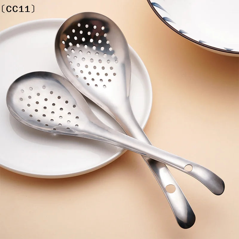 Stainless Steel Colander Spoon Filter Strainer Food Scoop Perforated Qme
