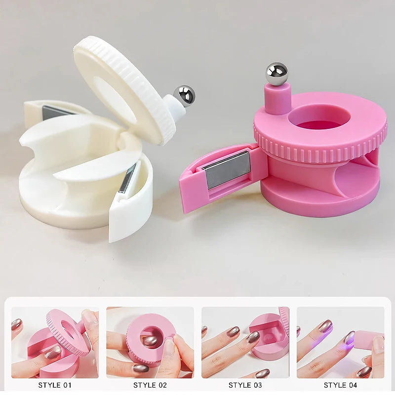 360° Rotating Cat Eye Magnet Tool Dual Strong Magnets Nail Art Magnet for Glass Bead French Effect Easy DIY Manicure Accessories Qme 2pcs Pink and White