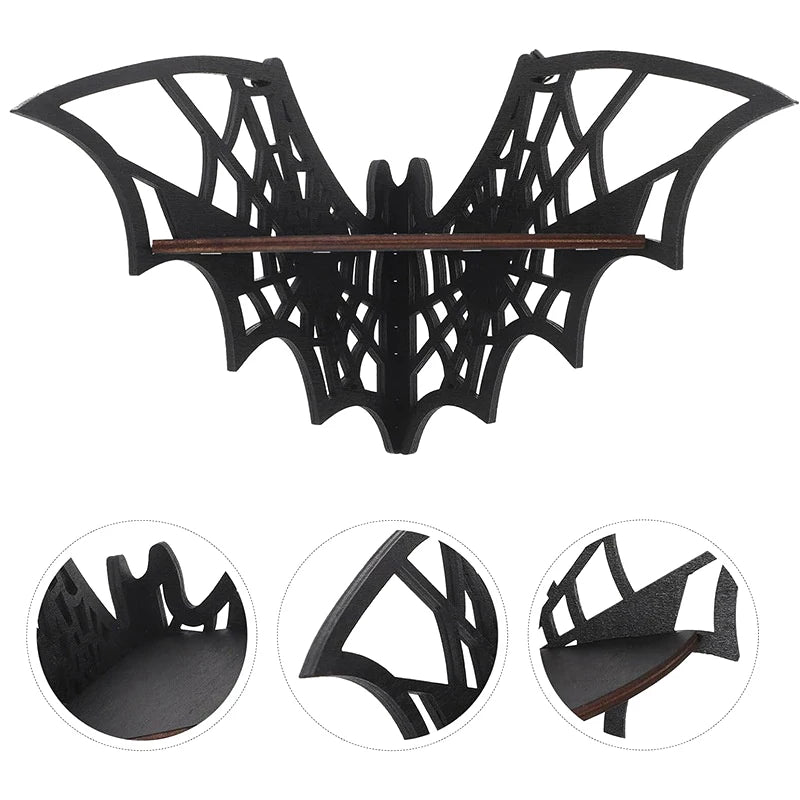 Halloween Decorative Shelf Home Bat Corner Shelves Wooden Floating Qme