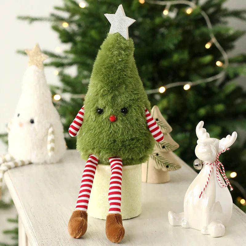 Xmas Soft Doll Ornament Lovely Plush Tree Figurine Festive Table Qme