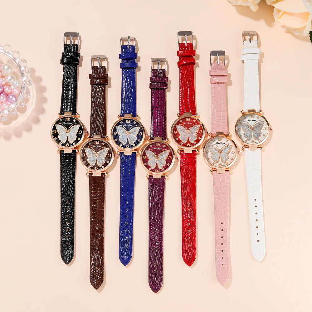 Women Leather Strap Analog Quartz Watch Men's Watch Blue Glass Belt Business Watch Ladies Wrist Watch Reloj Mujer Lady Dress Qme