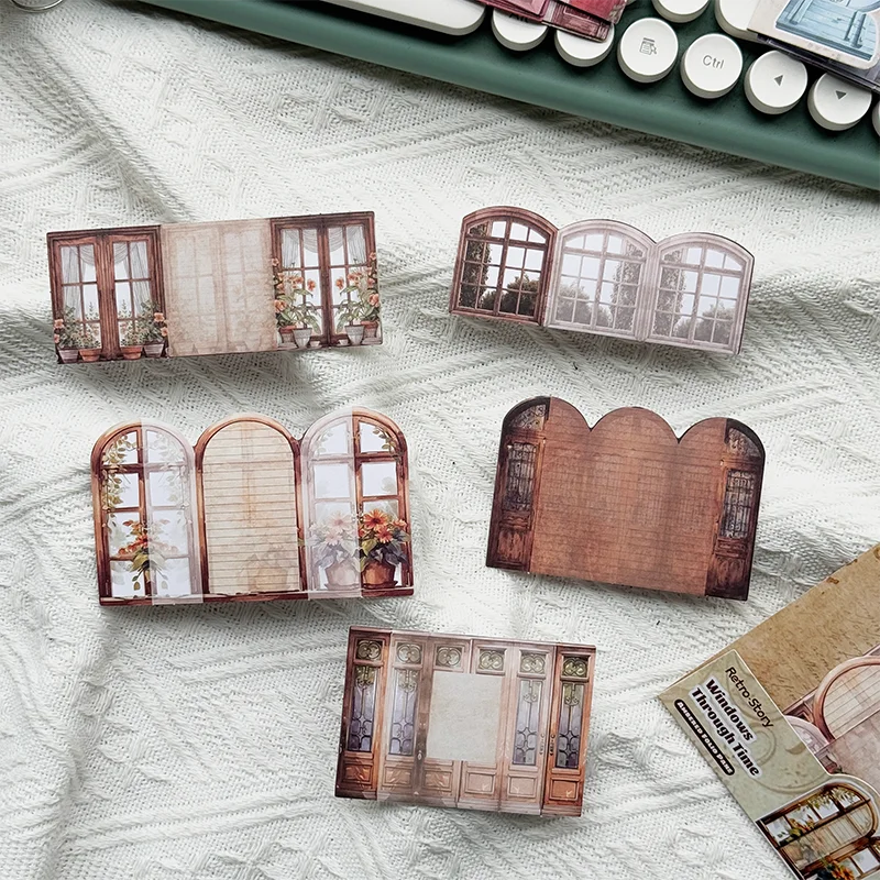 1pack Handbook Material Stickers Collection Light Vintage Window Organs 10pcs Per Pack Door and Window Themed Time1pack/2p Qme C