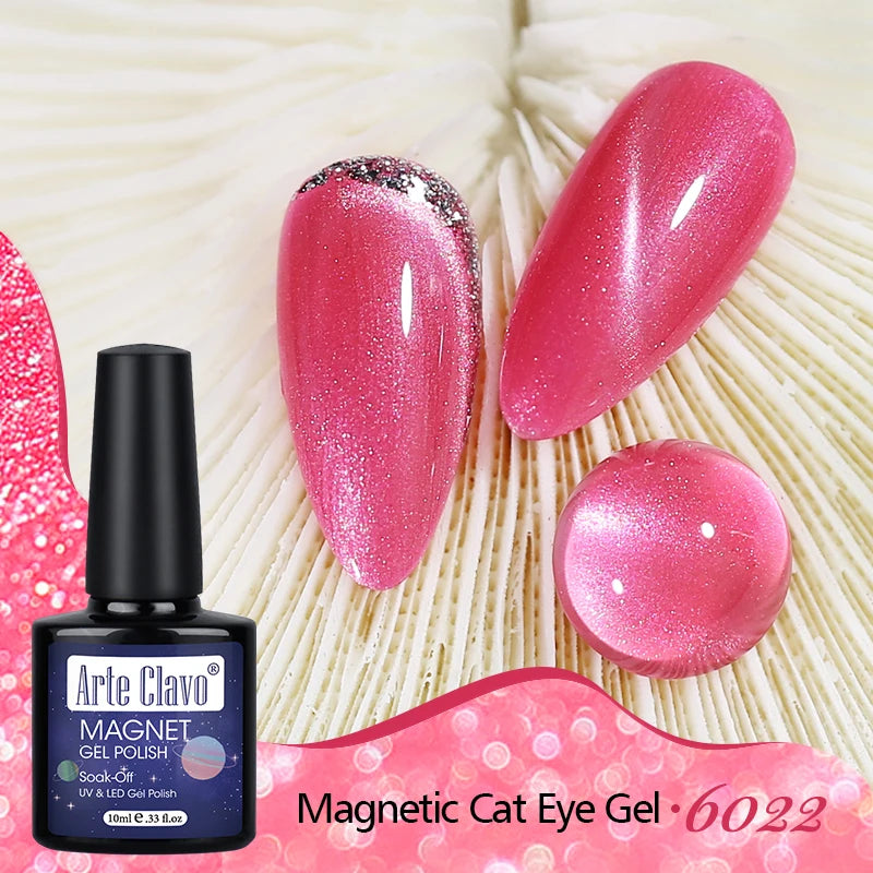 Arte Clavo Cat Eye Magnetic Gel Polish Green Red Semi Permanent Soak Qme 6022