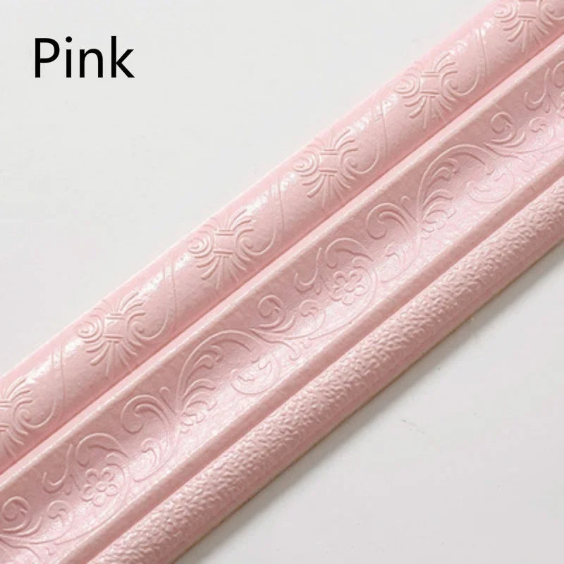 3D Self Adhesive Wall Sticker Waterproof Edge Banding Strip Corner Qme Pink