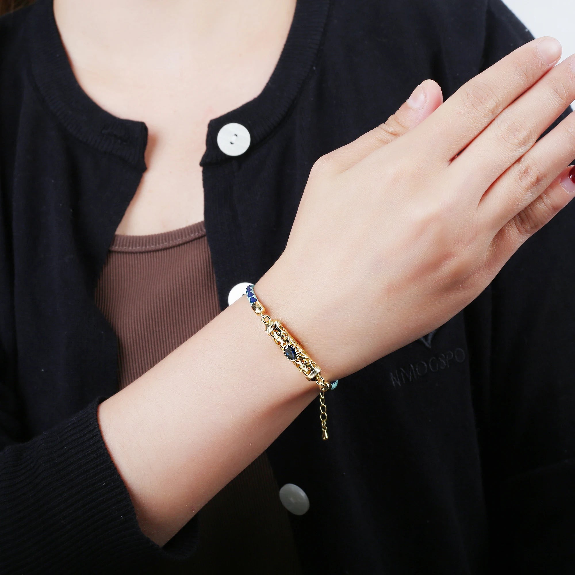 Gold-Plated Dragon Pillar Crystal Leather Braided Adjustable Bracelet Simple For Man Woman Party Holiday Jewelry Prayer Gift Qme