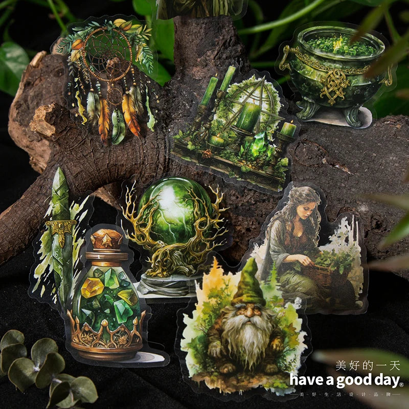 40 pcs PET sticker package magic Dreamlike stickers The Witch's Treasure Chest hand tent DIY decorative collage material ﻿ Qme