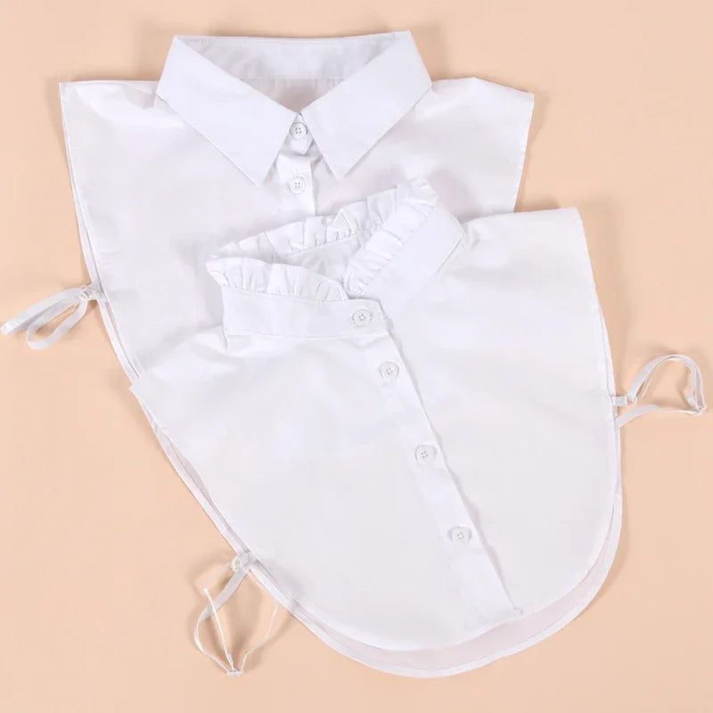 Detachable Cotton Lapel Shirt Fake Collar Solid False Blouse Neckwear Qme