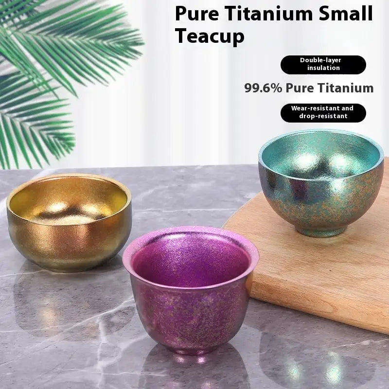 Pure Titanium Small Tea Cup Coffee Outdoor Portable Camping Tableware Qme