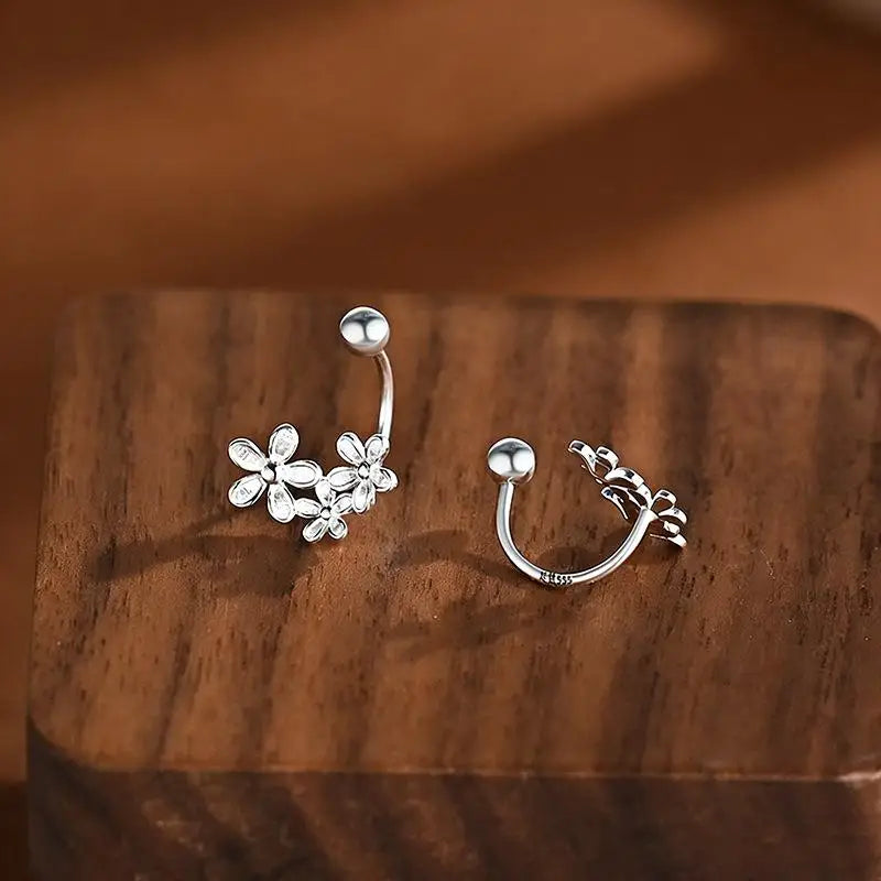 OL Style Elegant Metal Flower Cluster Stud Earrings For Women Ladies Simplicity Silver Color Flower Earrings Jewelry Accessories Qme