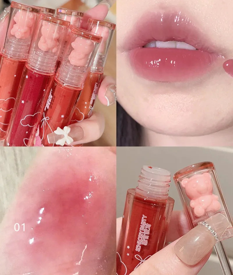 Moisturizing Mirror Lip Gloss Cute Water Light Lip Gloss Lasting Crystal Glossy Glaze Nude Red Liquid Lipstick Women Lips Makeup Qme