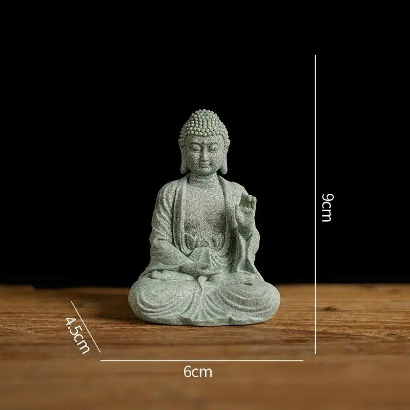 Mini Thai Green Sandstone Figurine Buddha Desk Decor Office Zen Qme A2