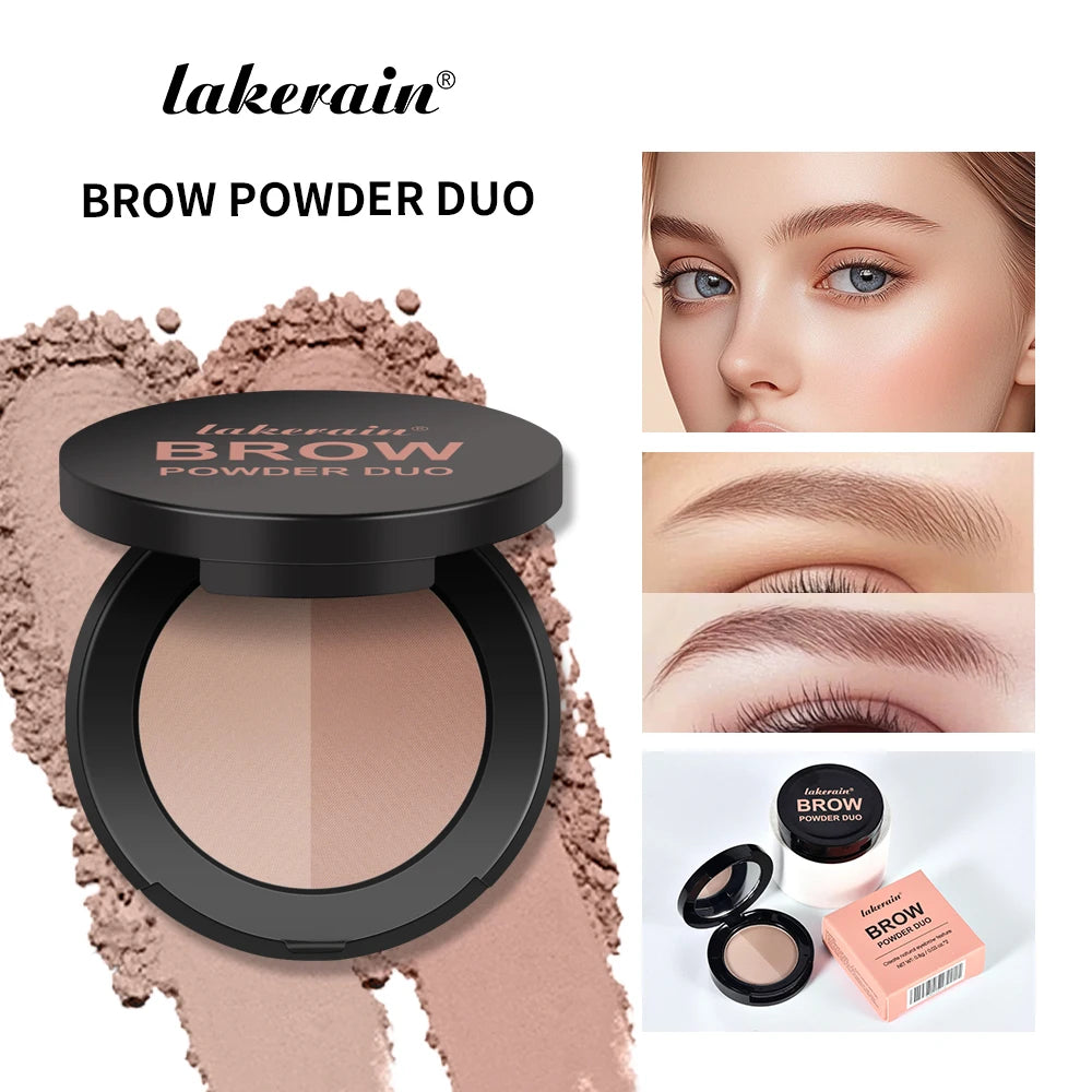 Dual-color Eyebrow Powder Ash Brown Contour Shadow Three-dimensional Eyebrow Shape Waterproof Natural Compact Powder Palette Qme