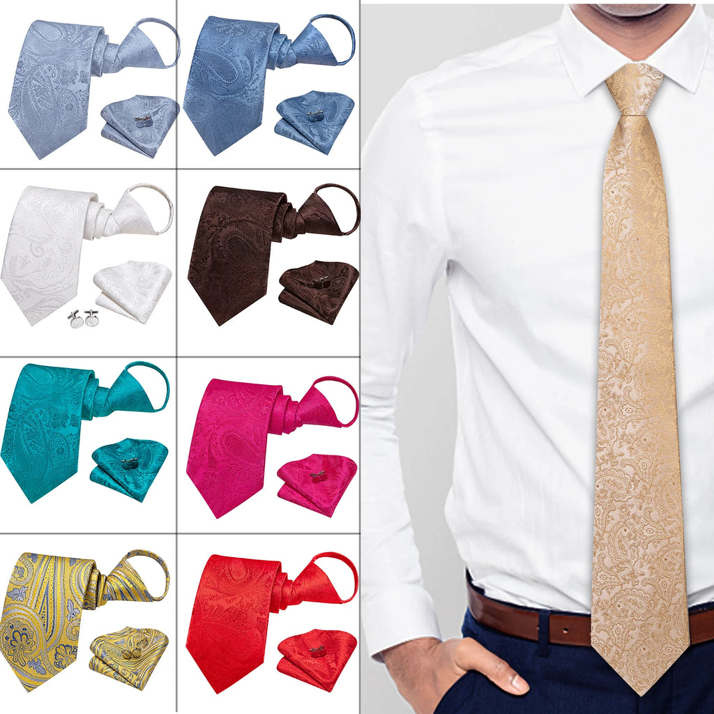 27 Colors Hi-Tie Mens Tie Pre tied adjustable zipper neck strap for men 3.15 inches for office graduation school uniform Qme