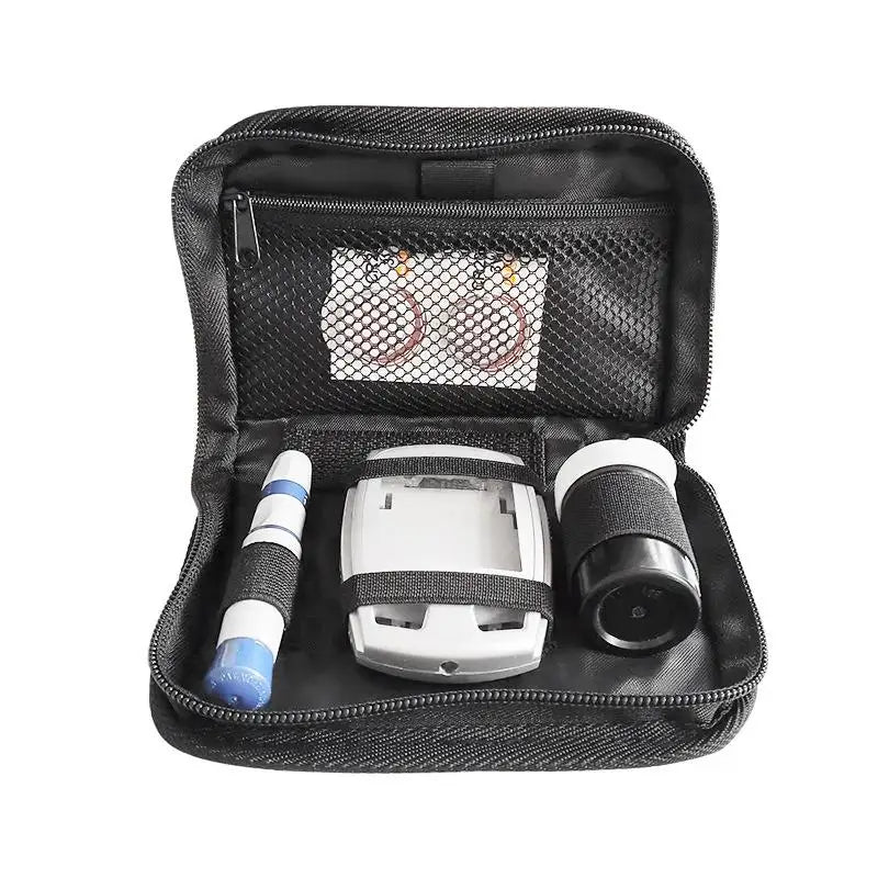 Portable Blood Glucose Meter Storage Bag Household Blood Pressure And Oxygen Meter Carrier Organizer Black Zipper Storage Bag Qme