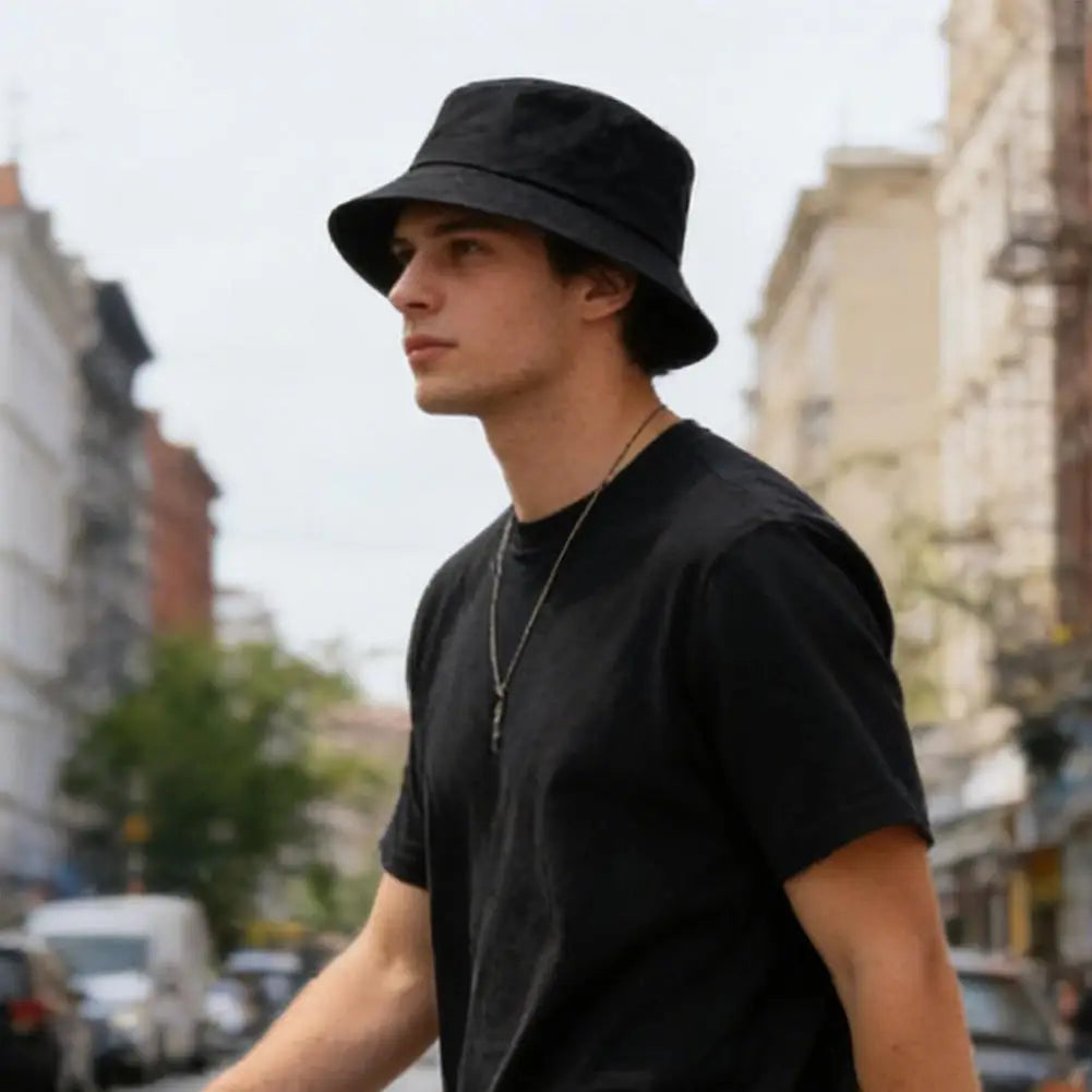 Fisherman Hat Solid Sun Bucket Hats Fot Men Women Anti-UV-Protection Qme