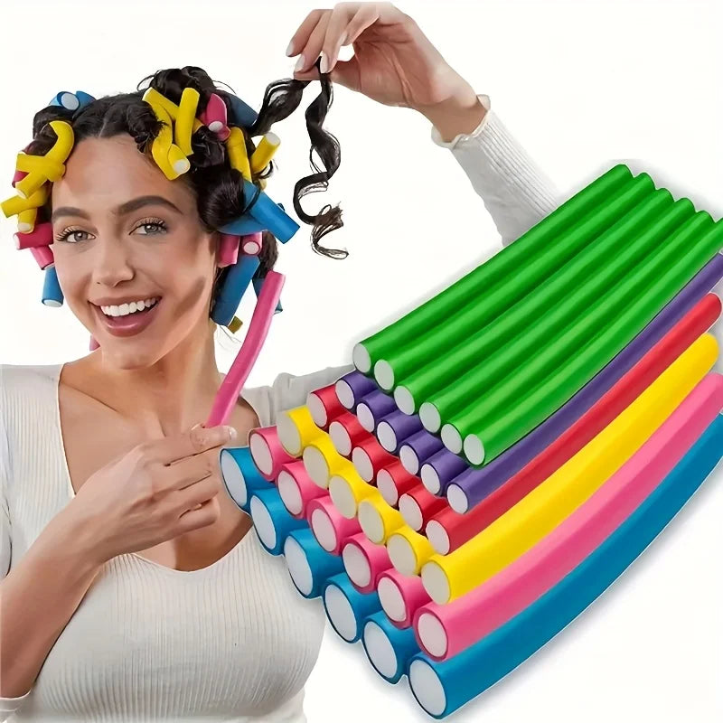 Hair Rollers/Flex Rods for Hair/Flexible Curling Rods, Hair Twist Flexi Rods No Heat Curlers Set for Soft Waves, Qme purple