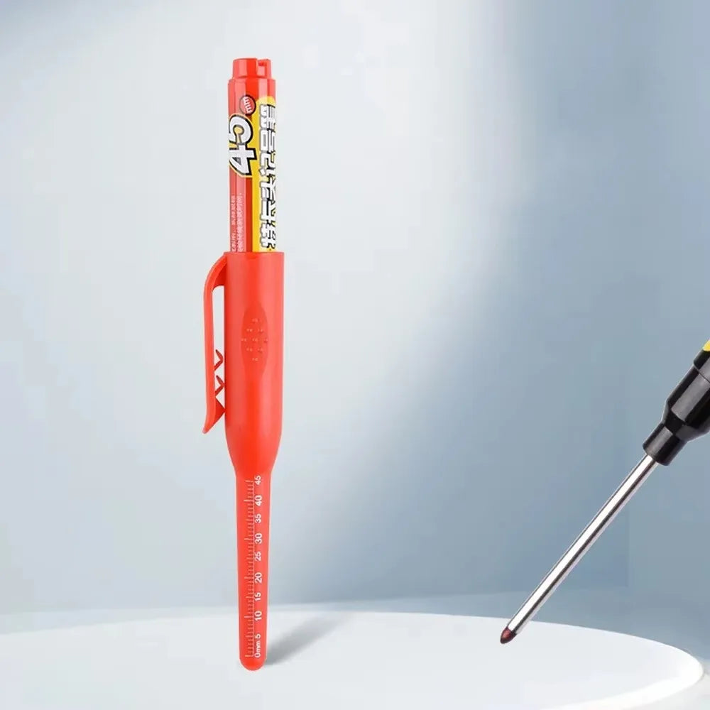 1-10Pcs Multi-Purpose 45mm Deep Drill Hole Long Nib Waterproof Marker Pens for Bathroom Woodworking Long Head Carpenter Pen Qme 1 red