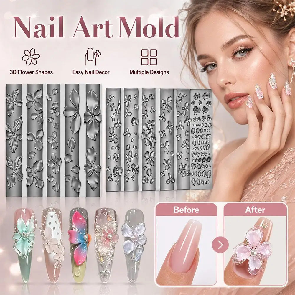 Flower Petals Silicone Nail Art Molds Women DIY 3D Resin Design Qme