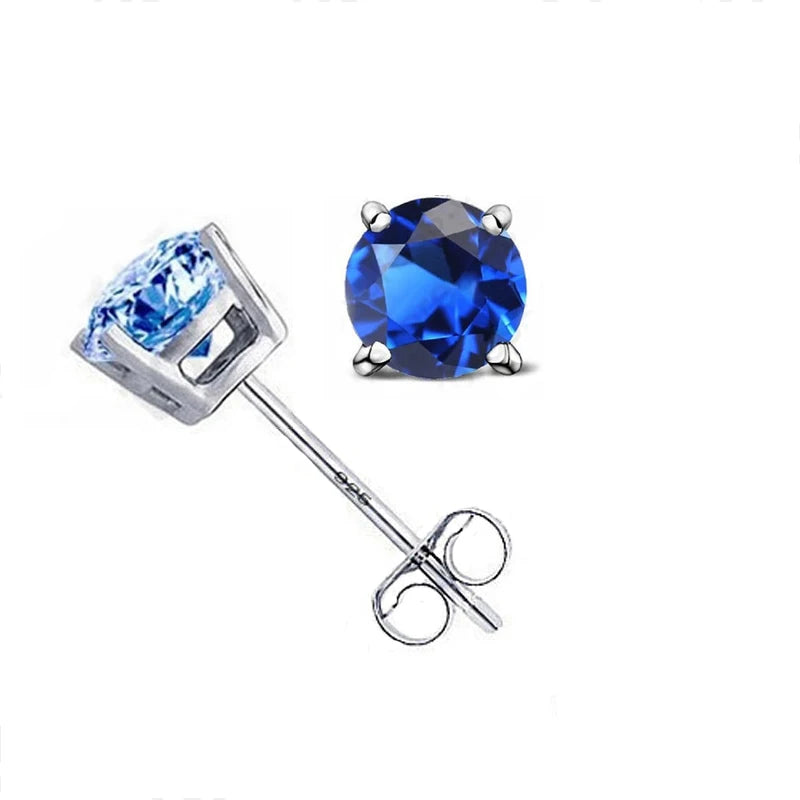 Classic CZ Crystal Stud Earrings 925 Sterling Silver Color for Women Men Unisex Gift AAA Cubic Zircon Wedding Party Jewelry Qme
