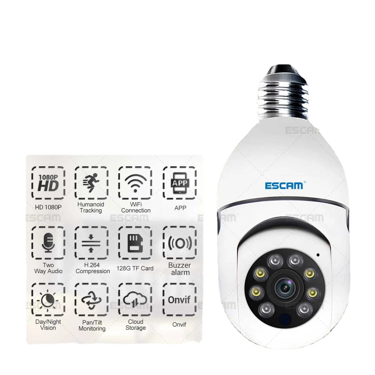 ESCAM PT208 Wireless 1080P Mobile Tracking WIFI Connection ONVIF Two-way Voice Intelligent Dual-light Source Night Vision Camera Qme Standard