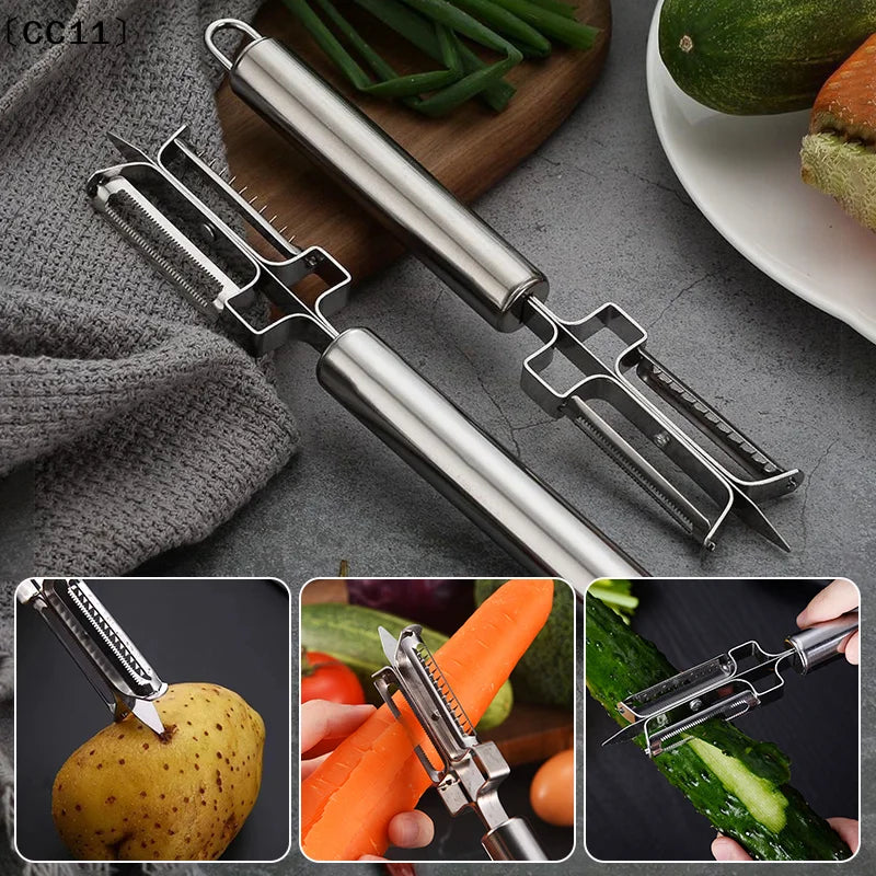 1 Stainless Steel Fruit Vegetable Peeler Blades Easy Peeling Storage Qme