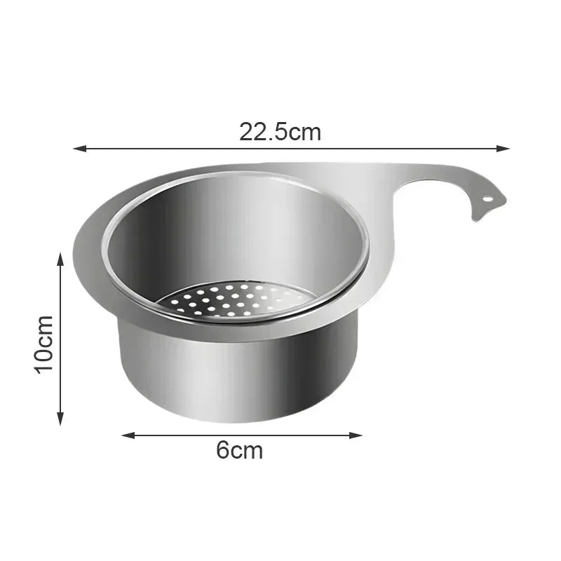 Stainless Steel Swan Sink Strainer Hanging Detachable Kitchen Sink Garbage Dry Wet Separation Filter Basket Kitchen Accessories Qme silver 22CM