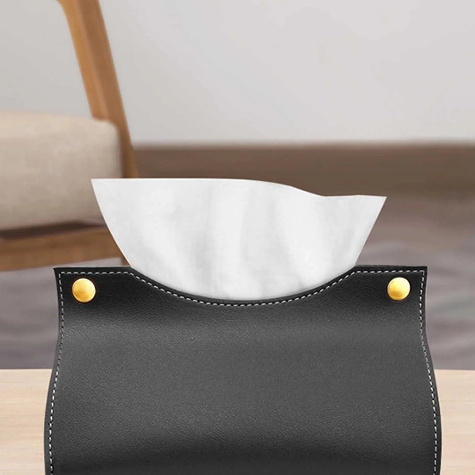 PU Leather Tissue Case Napkin Holder Storage Container Car Tissue Box Solid Color Home Living Room Decoration Qme