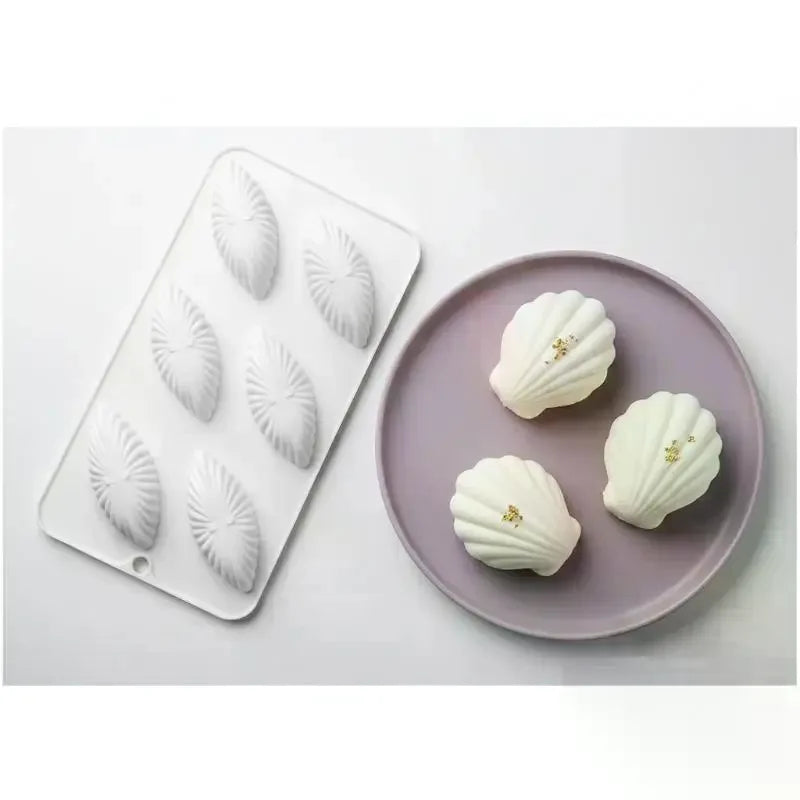 3D Shell Design Pudding Mousse Cake Moulds Madeleine Dessert Chocolate Silicone Mold Cake Decorating Tools Baking Supplies Qme