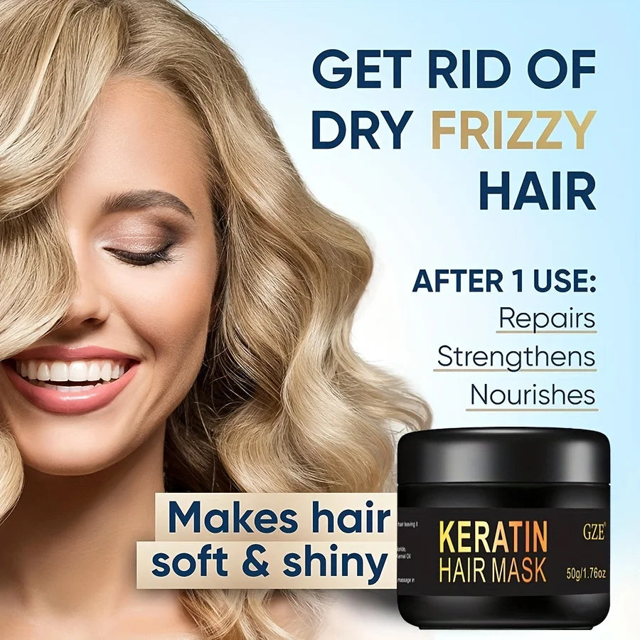 GZE Vitamins Keratin Hair Mask Deep Conditioner - Biotin Protein with Castor Oil Repair for Dry Damaged and Color Treated Hair Qme