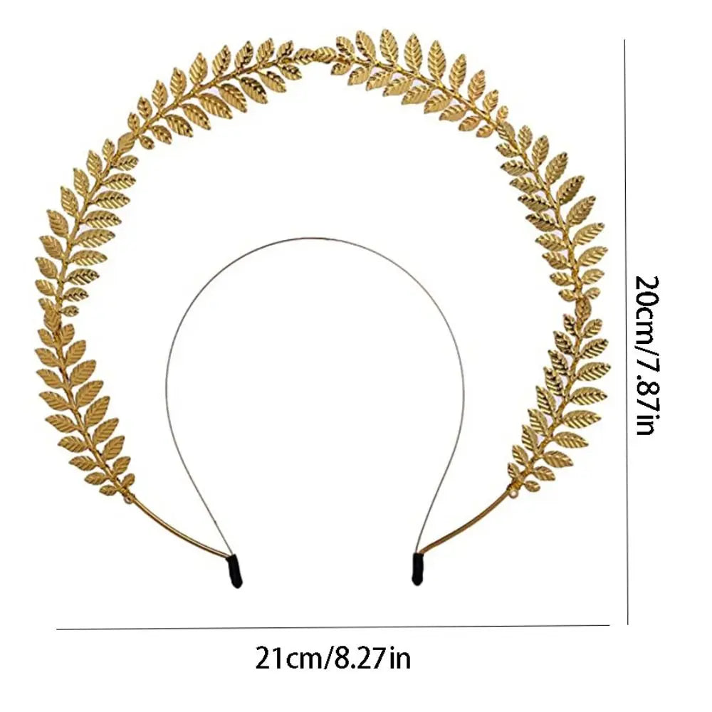 Fashion Gold Plated Halo Crown Wheat Ear Leaf Baroque Tiara Headband Qme