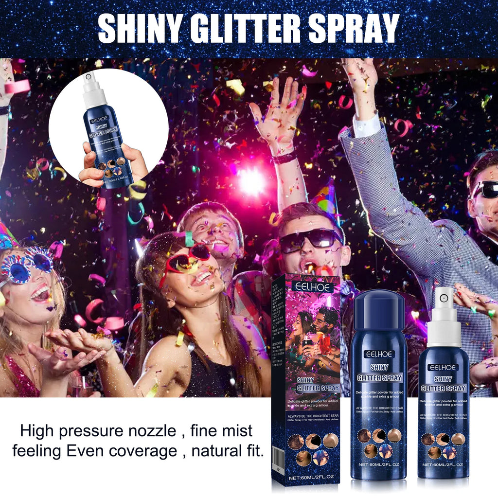 Face Body Glitter Spray Long Lasting Shimmer Quick-Drying Body Hair Face Spray For Party Nightclub Festival Prom Stage Makeup Qme