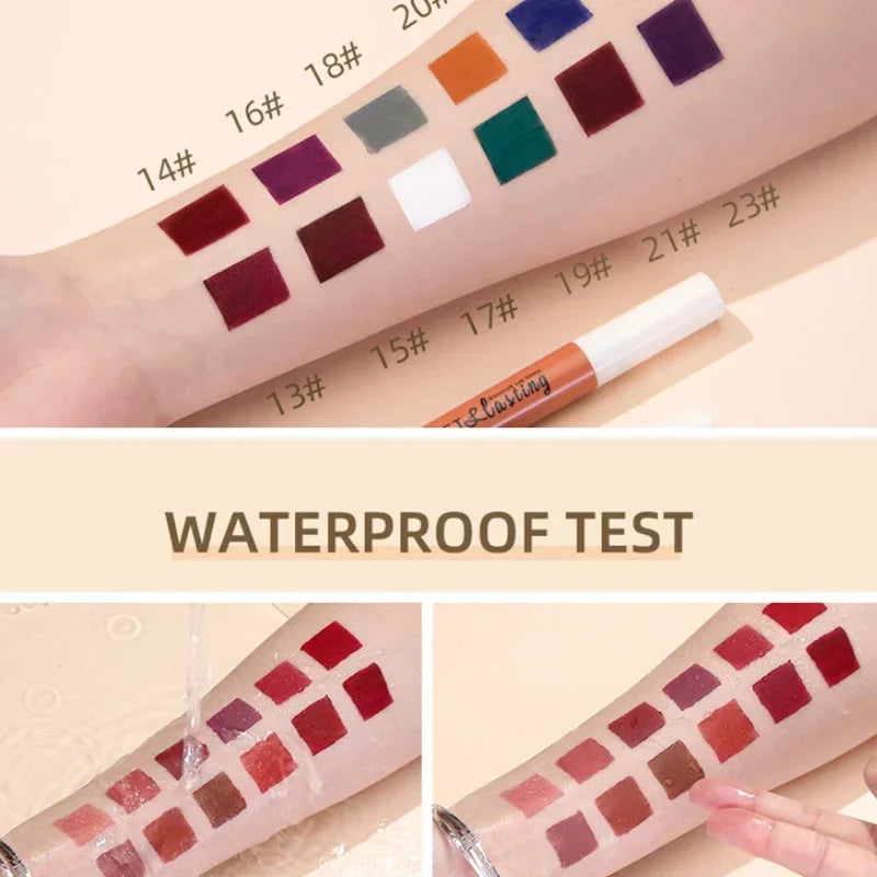 QIBEST 24 Colors Matte Liquid Lipstick Waterproof Long Lasting Velvet Red Lip Gloss Tint Makeup Cosmetic Lipsticks Lipglosses Qme