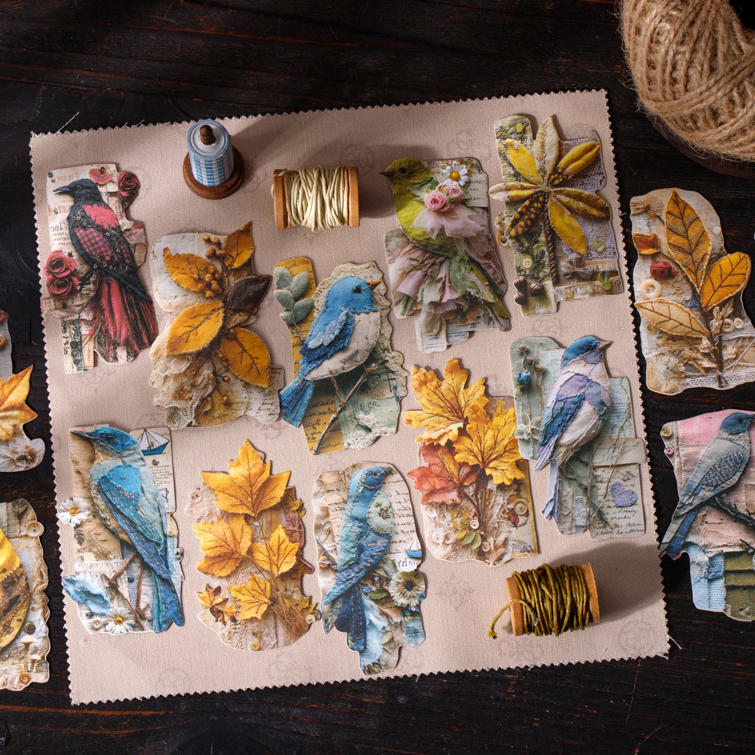 20sheets/bag Floral Nature Vintage Background Stickers for DIY Scrapbooking Phone Case Decoration Birthday Gifts Teaching Reward Qme