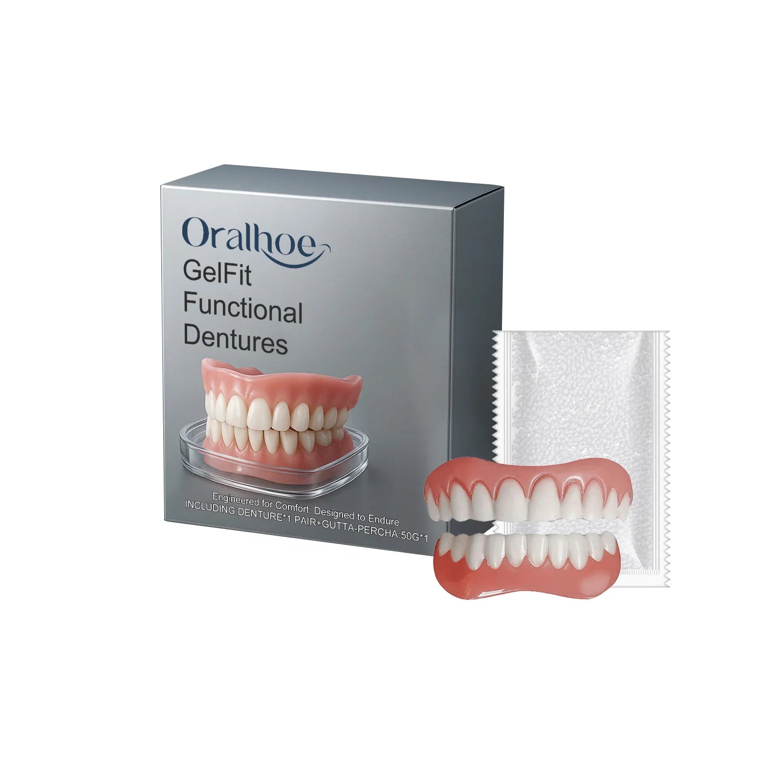 Oralhoe Dentures False Teeth Natural Color Temporary Tooth Caps for Broken Teeth Cover Silicone Teeth Denture DIY Denture Kit Qme