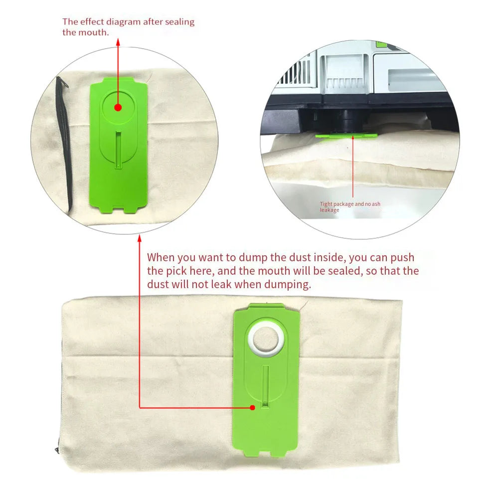 For Festool For CT CTC Midi/Mini CT15 Reusable Dust Bag For HEPA Dust Extractor Replacement Parts Vacuum Cleaner Accessories Qme