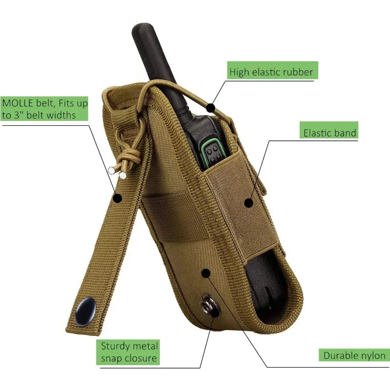 Portable Radio Walkie Talkie Holster, 1000D Tactical Molle Waist Bag Holder Pocket, Carry Bag for Hunting Camping Qme