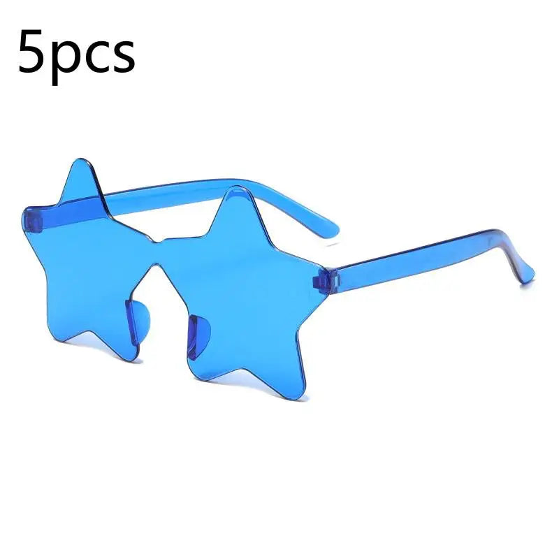Star Shaped Rimless Sunglasses Colorful Transparent Party Glasses Qme A5