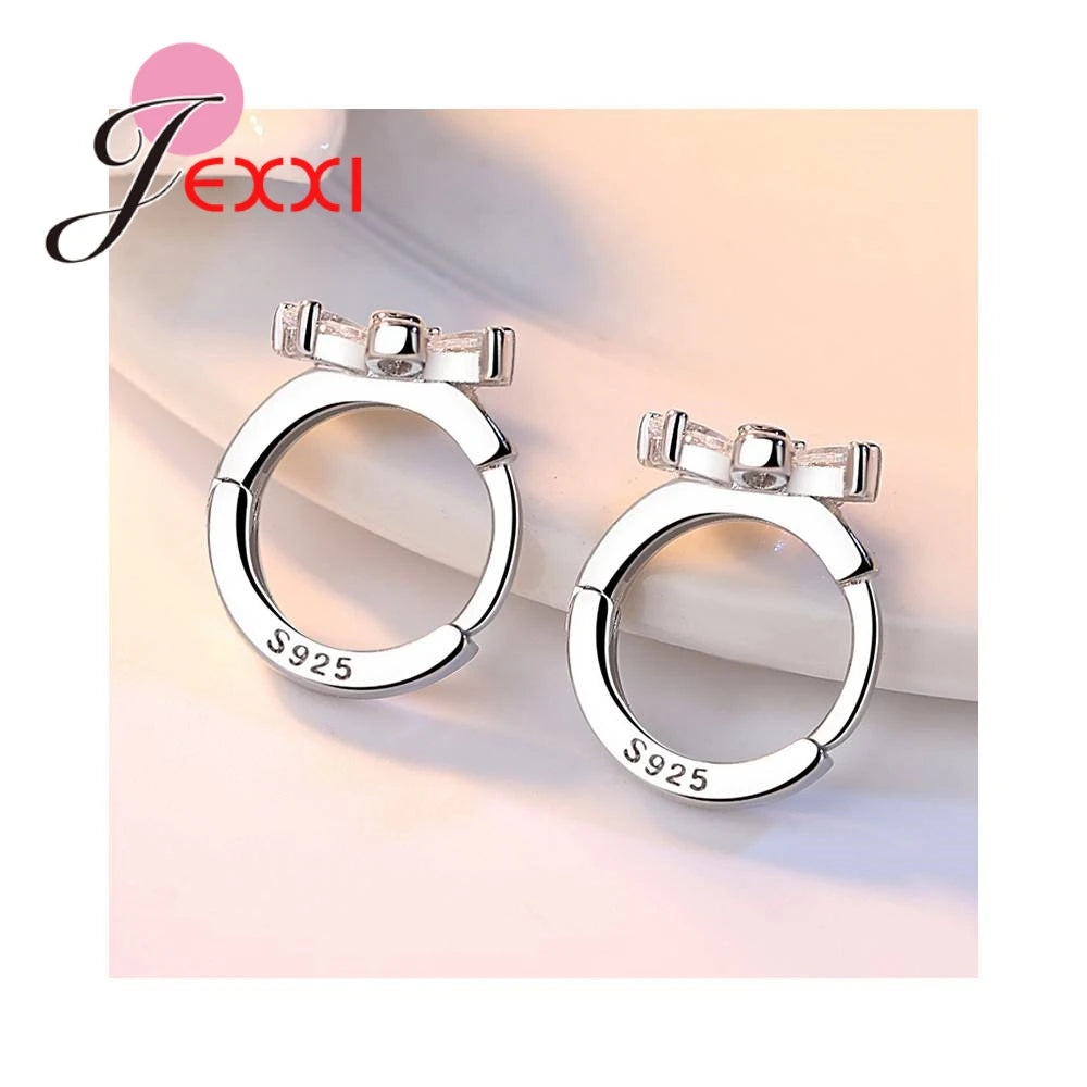 Hot Sell Women Earring Clear Crystal Flower Shape Accessories 925 Sterling Silver Color Gifts For Girls Cheap Sale Vintage Goods Qme