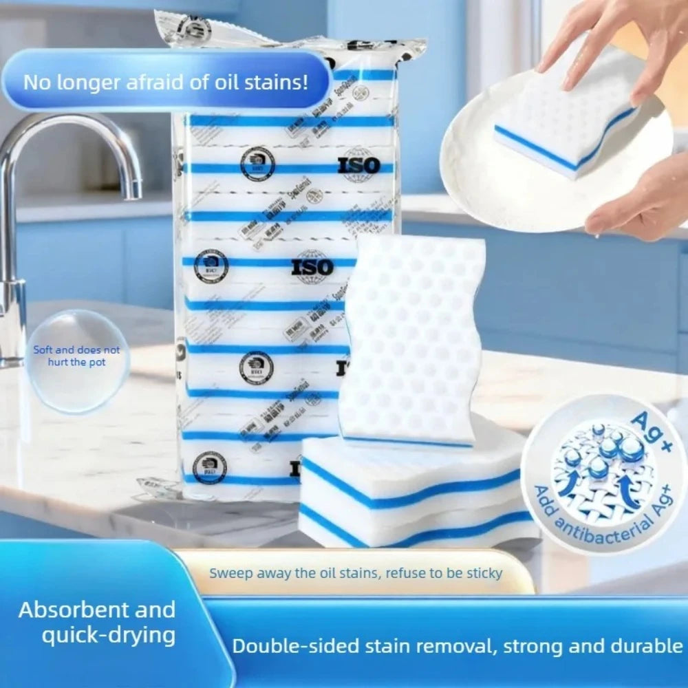 Multi-Purpose Kitchen Scouring Pad Reusable Washable Cleaning Sponge Perfect for Dish Washing & Streak-Free Glass Cleaning Qme