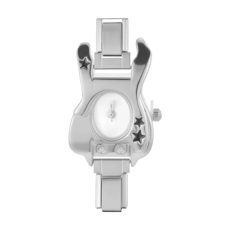 Wholesale Guitar Shape Stainless Steel Men's Women Watch Bracelet Fit 9MM DIY Italian Charm Watch Head Jewelry Gift Dropshipping Qme Style 19