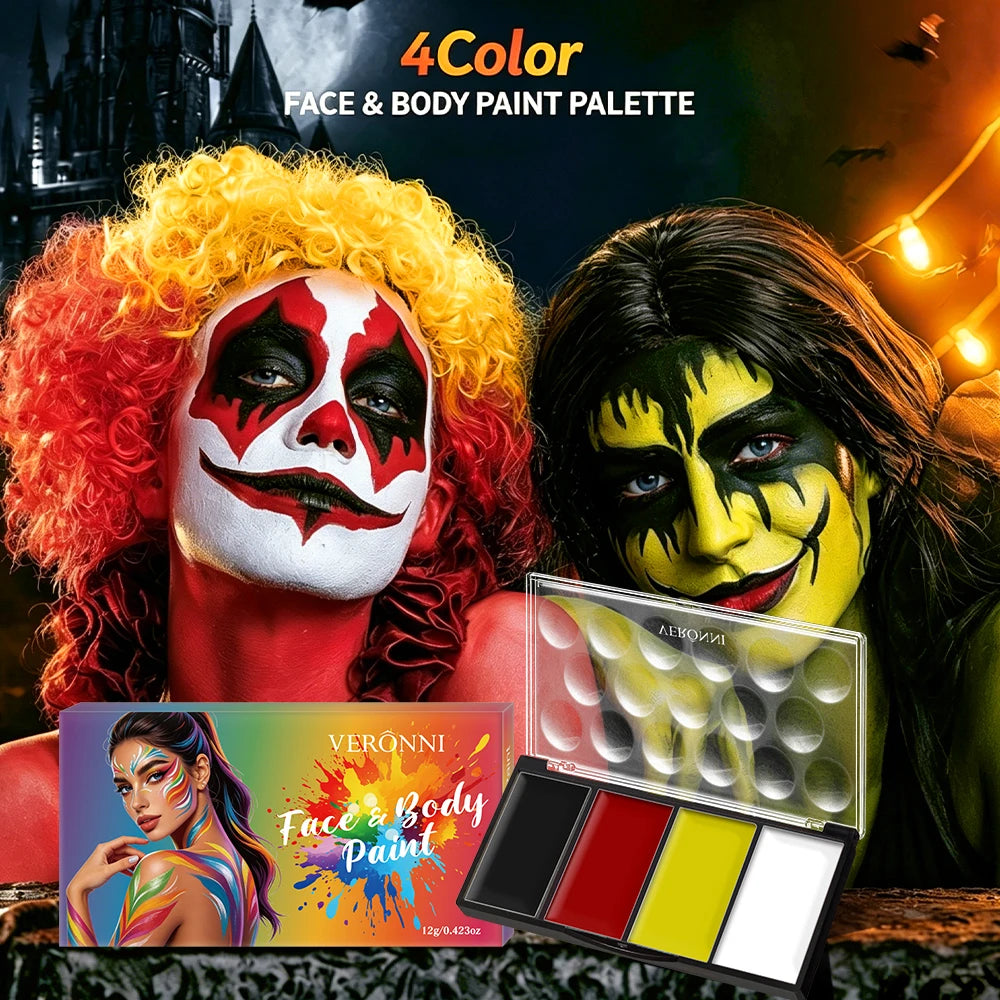 4 Colors Oil Based Face Body Paint Palette Waterproof Long Lasting Qme