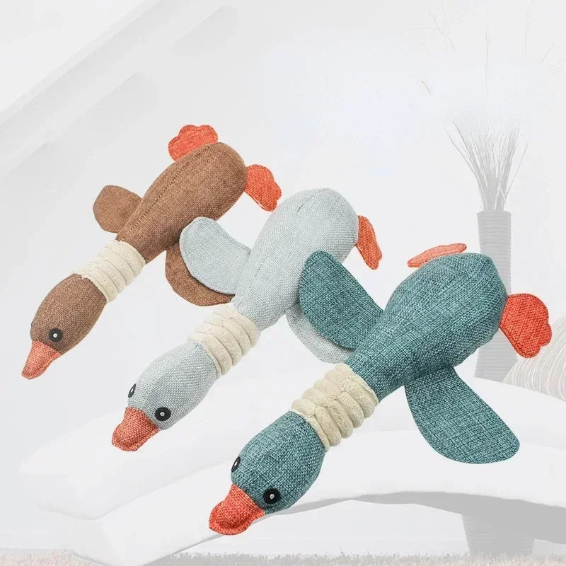 Dog Chew Toys Pet Wild Goose Stuffed Plush Puppy Squeaky Dog Toy Small And Medium Dogs Pet Grinding Toys Sound Geese Gnawing Toy Qme