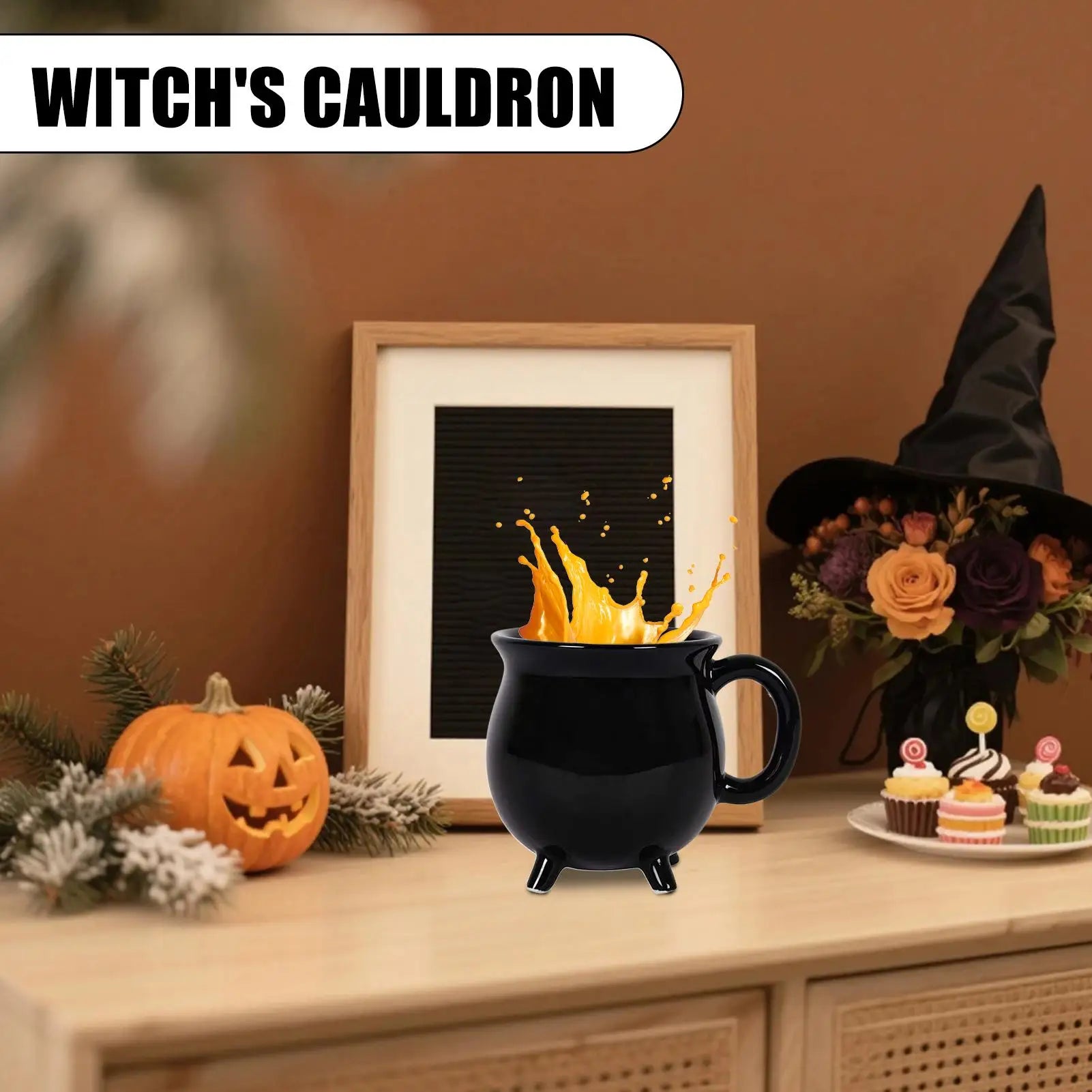 Cauldron Mug Halloween Witch Ceramic Beverage Mugs Gothic Drinkware Qme