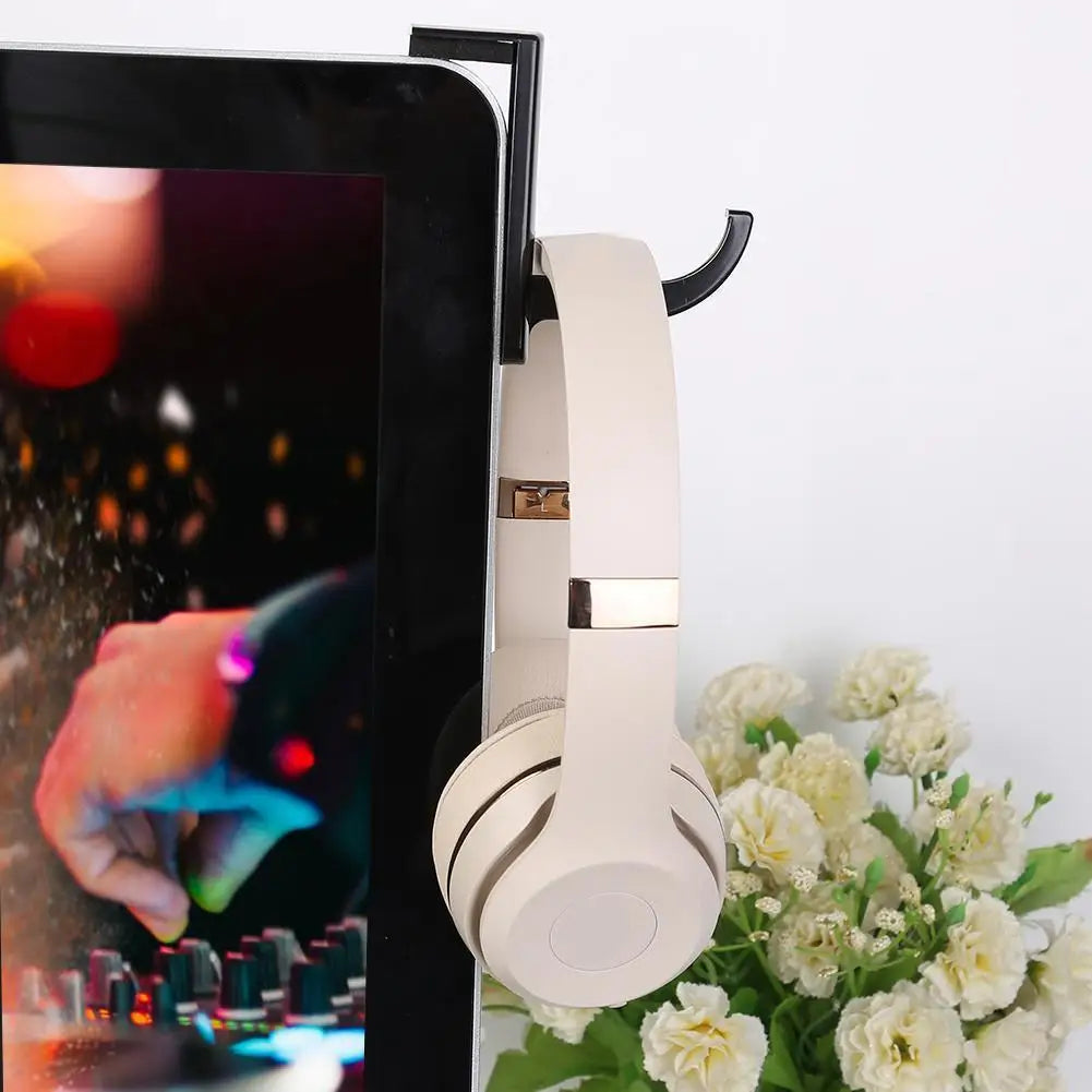 PC Monitor Earphone Stand Universal Monitor Side Headphone Hanger Stick-On Headphone Holder Headphones Accessories Qme