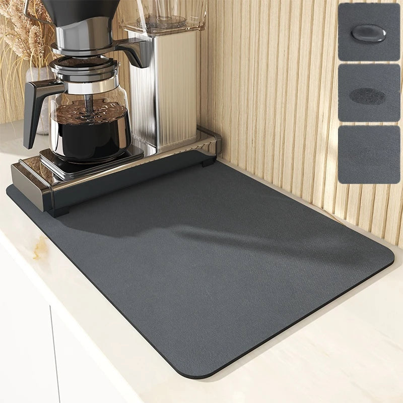 Super Absorbent Anti-slip Coffee Dish Large Kitchen Absorbent Draining Mat Drying Mat Quick Dry Bathroom Drain Pad Kitchen Tool Qme