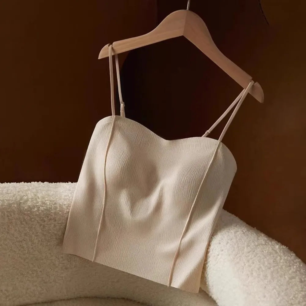 Elegant Non Trace Women Ice Silk Camisole Slim Fit Breathable Qme