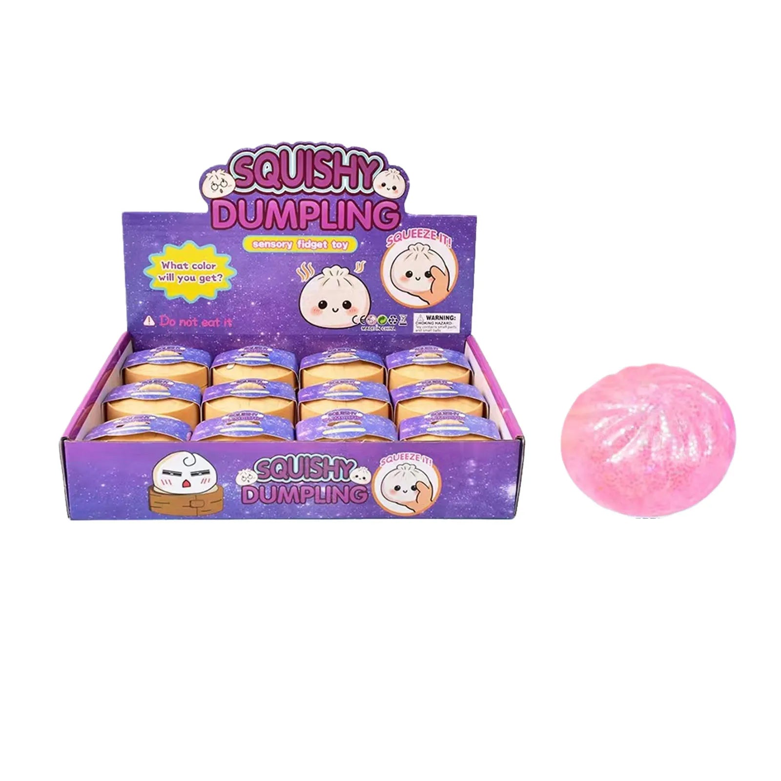 Mini Glitter Dumpling Squishy with Box Dumplings Sensory Squeeze Toy for Stress Relief Decompression Fidget Toy Random Color Qme 12PCS Color Random A