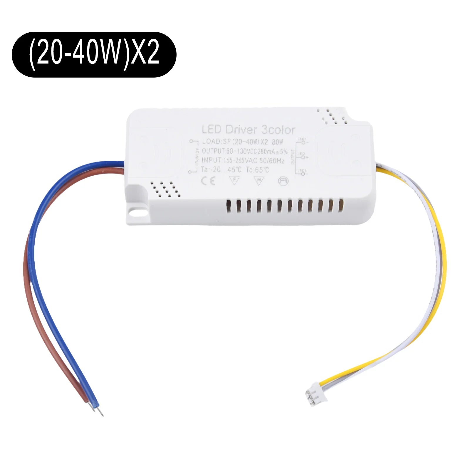 LED Driver 3color Adapter For LED Lighting Non-Isolating Transformer AC165-265V 8-24W 20-40W 30-50W 40-60W 50-70W LED Driver Qme (20-40W)X2