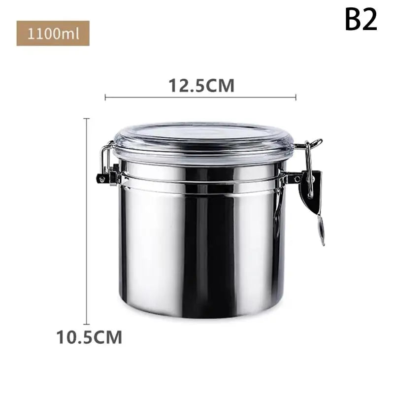 304 Stainless Steel Airtight Food Container Moisture-Proof Grain Storage Can for Kitchen Qme B2